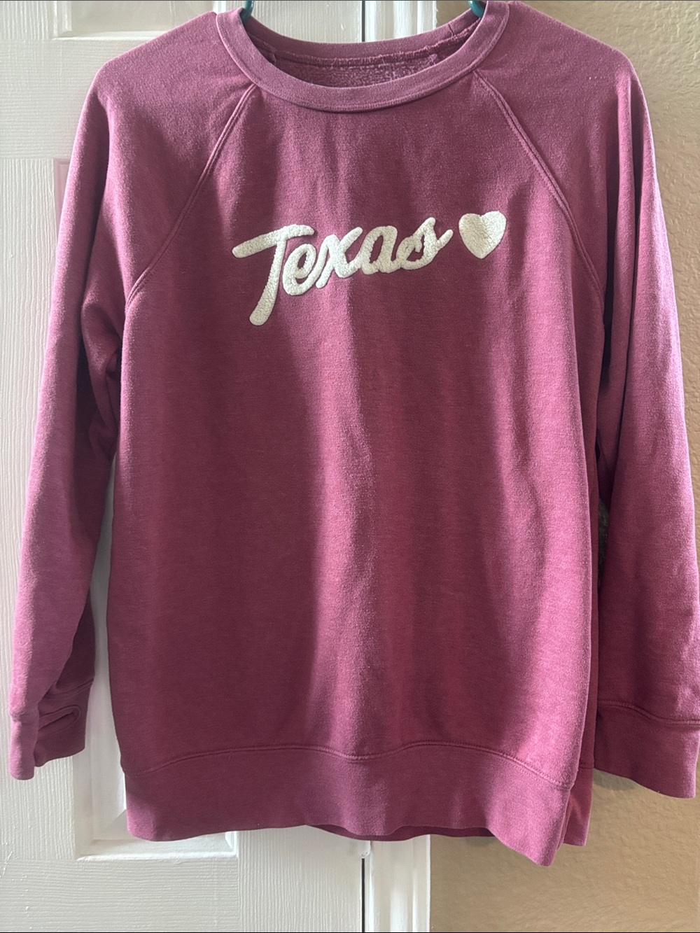 State of Mind Mauve Crewneck Pullover with White Texas Script
